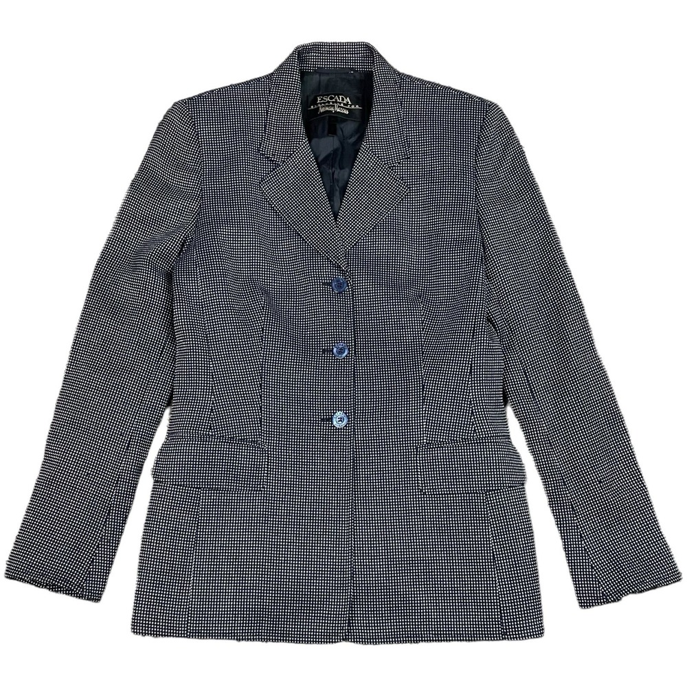 ESCADA For Neiman Marcus Plaid Check Blazer Wool Jacket Size 38